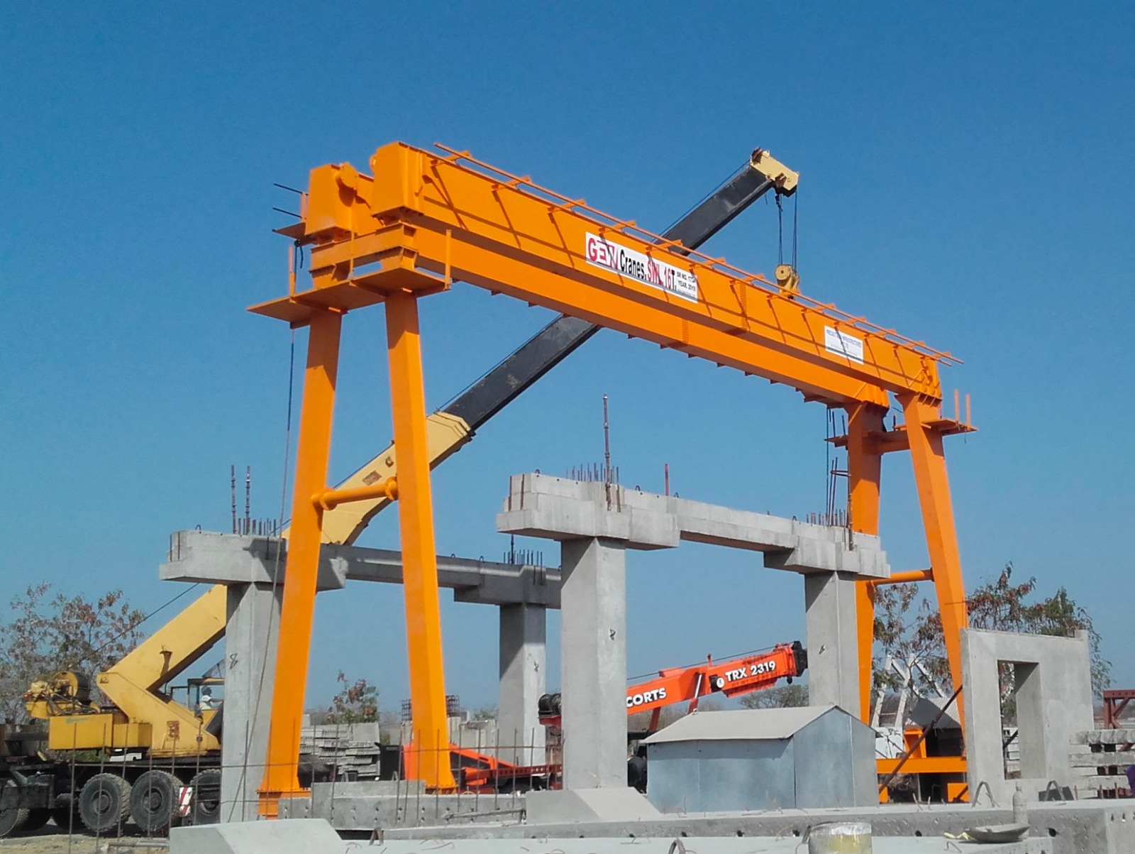 GEW Cranes 16 t double girder goliath crane commissioned at an infrastructure casting yard
